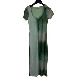 Caution to the Wind Green Ombre Mesh Midi Dress Ruched Bust